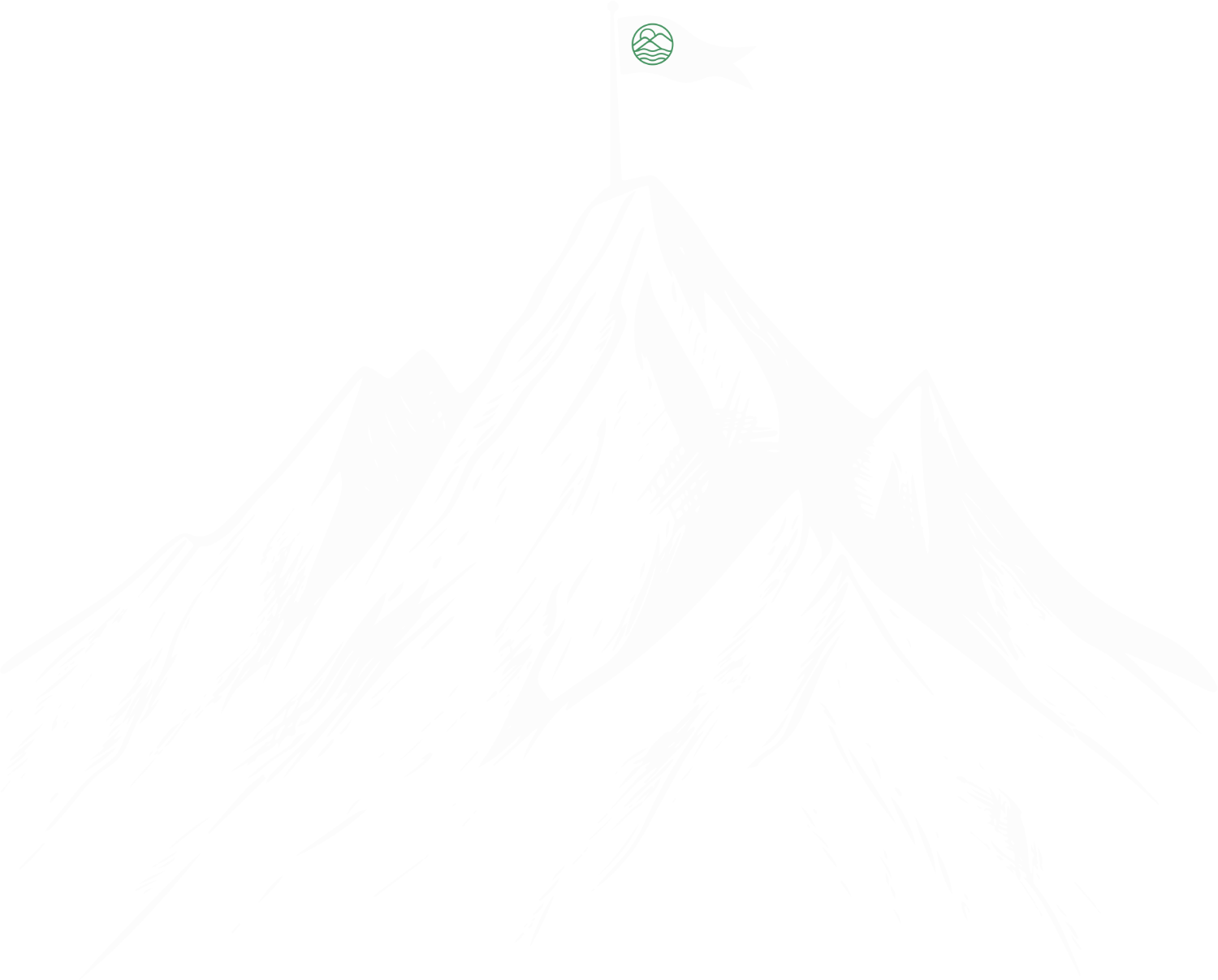 an illustration of the ArtsUp flag planted at the summit of a mountain